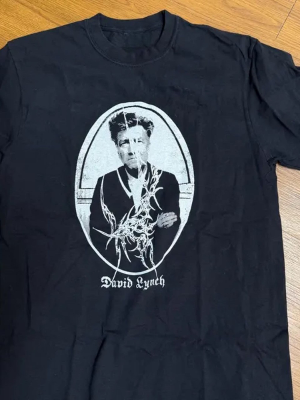 Gildan Black T-Shirt with White David Lynch Portrait Graphic